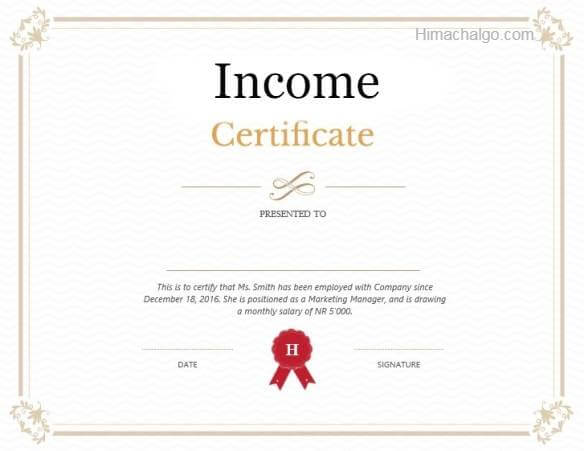 Income certificate